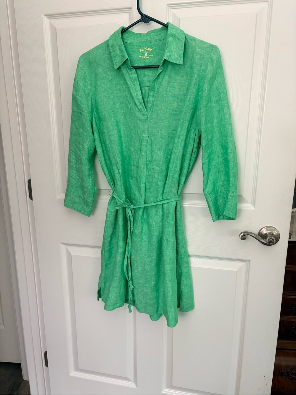 Lilly Pulitzer Green Linen Mini Shirt Dress